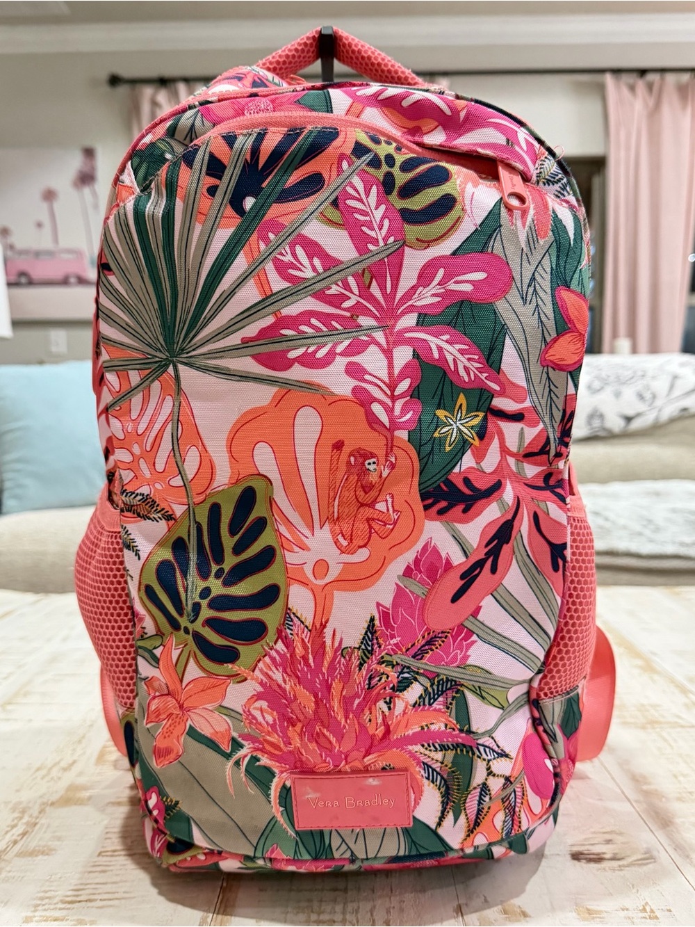 Vera Bradley Backpack Rainforest Canopy Coral Pink ReActive Grand Backpack
